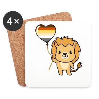 Lion Balloon Gay Bear Pride - Coasters (set of 4) - white - Front