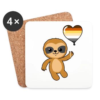 Faultier Herzballon Gay Bear - Untersetzer (4er-Set) - Weiß - Vorne