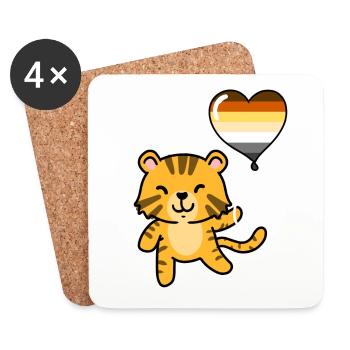 Tiger Herzballon Gay Bear - Untersetzer (4er-Set) - Weiß - Vorne