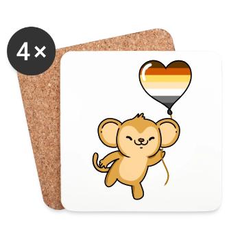 Affe Herzballon Gay Bear - Untersetzer (4er-Set) - Weiß - Vorne