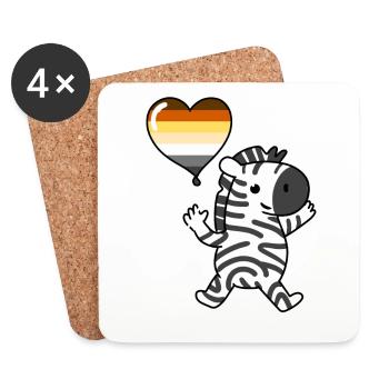 Zebra Heart Balloon Gay Bear - Coasters (set of 4) - white - Front