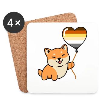 Shiba Inu Gay Bear Pride Balloon - Coasters (set of 4) - white - Front