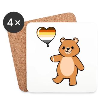 Teddybär Ballon Gay Bear Pride - Untersetzer (4er-Set) - Weiß - Vorne