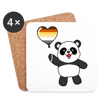 Panda Gay Bear Herzballon - Untersetzer (4er-Set) - Weiß - Vorne
