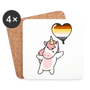 Einhorn Herzballon Gay Bear - Untersetzer (4er-Set) - Weiß - Vorne