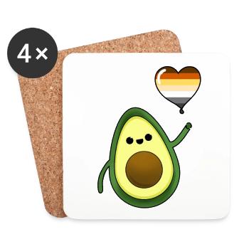 Avocado with Gay Bear Pride Balloon - Coasters (set of 4) - white - Front