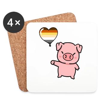 Pig Heart Balloon Gay Bear Pride - Coasters (set of 4) - white - Front