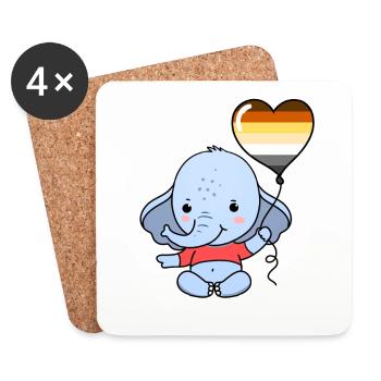 Elefant Herzballon Gay Bear - Untersetzer (4er-Set) - Weiß - Vorne