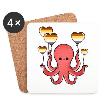 Octopus Balloon Gay Bear Pride - Coasters (set of 4) - white - Front