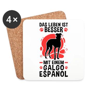 Das Leben ist besser mit einem Galgo Espanol - Untersetzer (4er-Set) - Weiß - Vorne