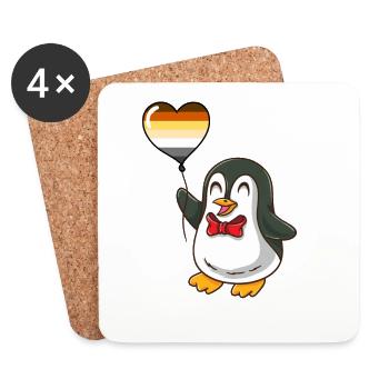 Pinguin Herzballon Gay Bear Pride - Untersetzer (4er-Set) - Weiß - Vorne