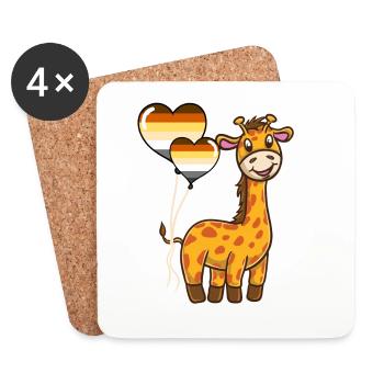 Giraffe Herzballon Gay Bear Pride - Untersetzer (4er-Set) - Weiß - Vorne