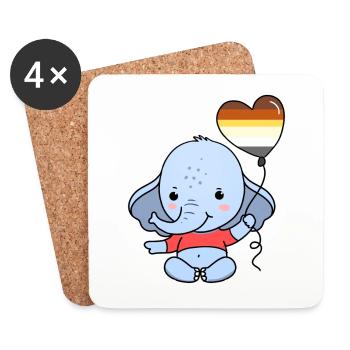 Elefant Herzballon Gay Bear Pride - Untersetzer (4er-Set) - Weiß - Vorne
