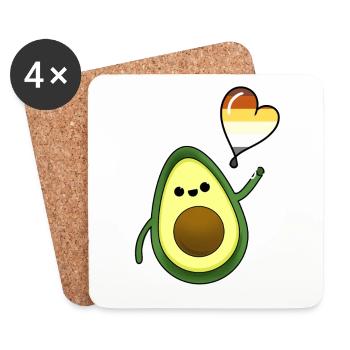Avocado Herzballon Gay Bear Pride - Untersetzer (4er-Set) - Weiß - Vorne