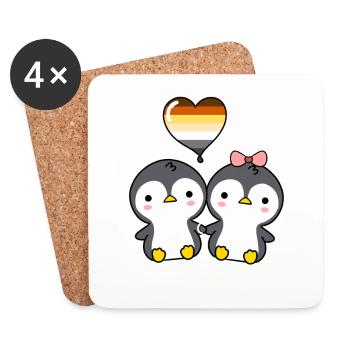 Pinguin-Paar Gay Bear Pride - Untersetzer (4er-Set) - Weiß - Vorne