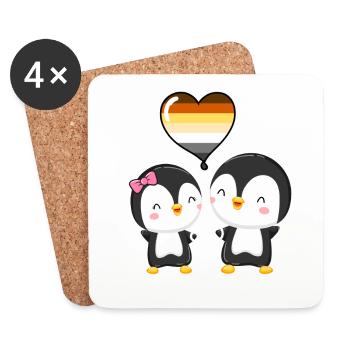 Gay Bear Pride Pinguin-Paar - Untersetzer (4er-Set) - Weiß - Vorne