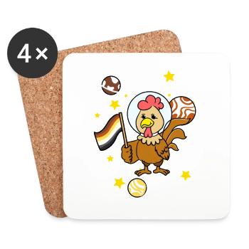Chicken in Space Gay Bear Pride - Coasters (set of 4) - white - Front
