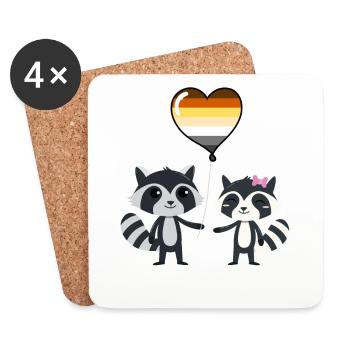 Waschbär-Paar Gay Bear Pride - Untersetzer (4er-Set) - Weiß - Vorne
