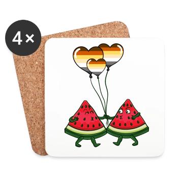 Wassermelonen Paar Gay Bear Pride - Untersetzer (4er-Set) - Weiß - Vorne
