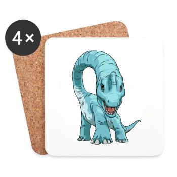 Brachiosaurus Dinosaurier Face to Face - Untersetzer (4er-Set) - Weiß - Vorne