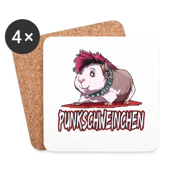 Punkschweinchen Meerschweinchen Punk - Untersetzer (4er-Set) - Weiß - Vorne