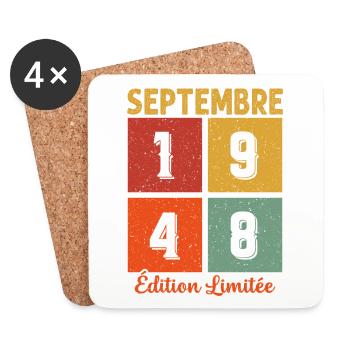 Septembre 1948 Original Idée Cadeau Anniversaire - Dessous de verre (lot de 4) - blanc - Devant