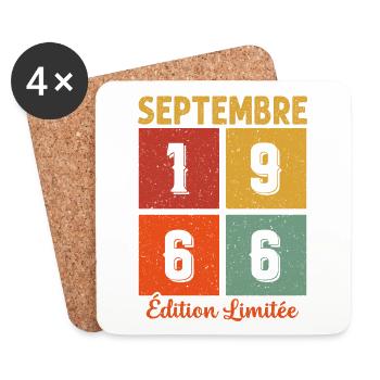 Septembre 1966 Original Idée Cadeau Anniversaire - Dessous de verre (lot de 4) - blanc - Devant