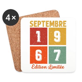 Septembre 1967 Original Idée Cadeau Anniversaire - Dessous de verre (lot de 4) - blanc - Devant