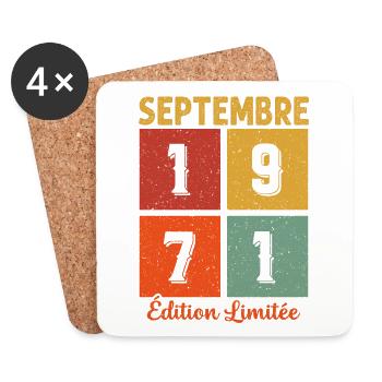 Septembre 1971 Cadeau D'anniversaire - Dessous de verre (lot de 4) - blanc - Devant