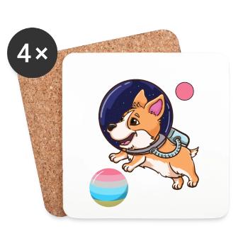 Corgi Astronaut Genderflux Pride - Coasters (set of 4) - white - Front