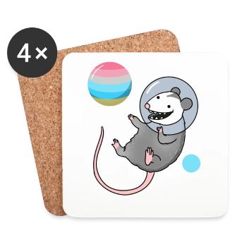 Opossum Astronaut Genderflux Pride - Untersetzer (4er-Set) - Weiß - Vorne