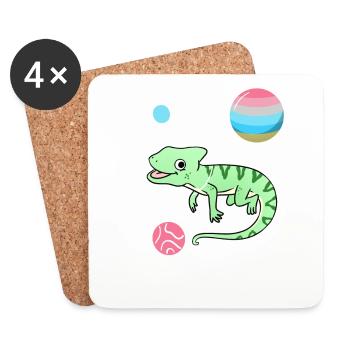 Chameleon Astronaut Genderflux Pride - Coasters (set of 4) - white - Front