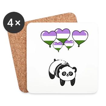 Panda Genderqueer Pride - Dessous de verre (lot de 4) - blanc - Devant