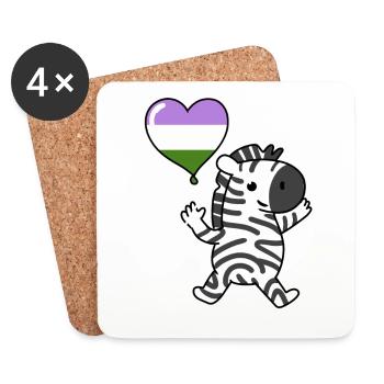 Zebra Heart Balloon Genderqueer Pride - Dessous de verre (lot de 4) - blanc - Devant