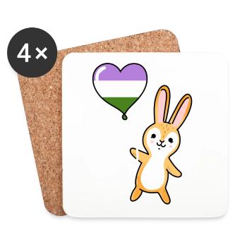 Hase Herzballon Genderqueer Pride - Untersetzer (4er-Set) - Weiß - Vorne