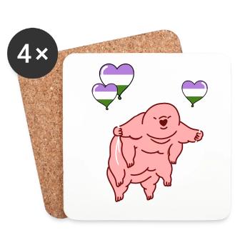 Tardigrade Balloon Genderqueer Pride - Coasters (set of 4) - white - Front