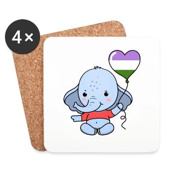 Elefant Herzballon Genderqueer - Untersetzer (4er-Set) - Weiß - Vorne