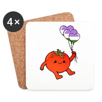 Tomato Balloon Genderqueer Pride - Coasters (set of 4) - white - Front