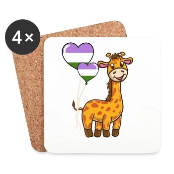 Giraffe Herzballon Genderqueer Pride - Untersetzer (4er-Set) - Weiß - Vorne