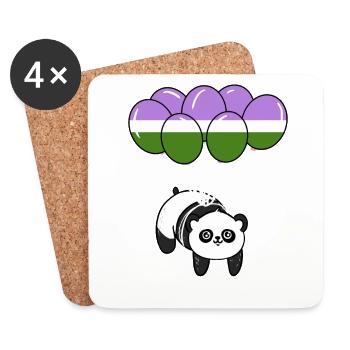 Panda Balloon Genderqueer Pride - Coasters (set of 4) - white - Front