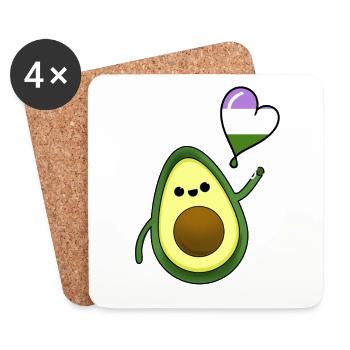 Avocado Herzballon Genderqueer Pride - Untersetzer (4er-Set) - Weiß - Vorne
