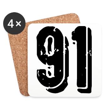 91 number jersey - Coasters (set of 4) - white - Front