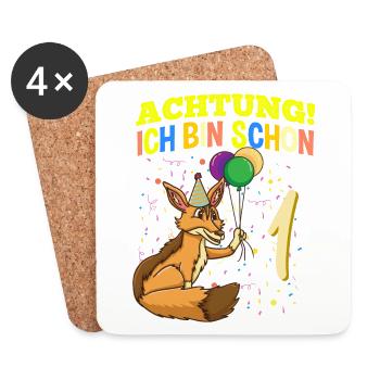 Achtung Ich Bin Schon 1 Tier Geburtstag Schakal - Untersetzer (4er-Set) - Weiß - Vorne