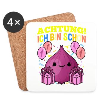 Achtung Ich Bin Schon 1 Geburtstag Zwiebel - Untersetzer (4er-Set) - Weiß - Vorne