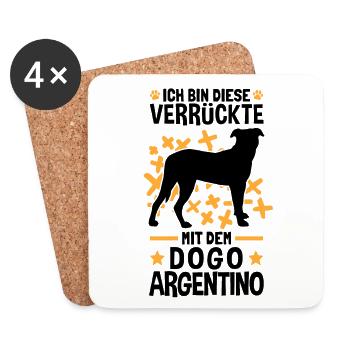 Verrückte mit Dogo Argentino Argentinien Dogge - Untersetzer (4er-Set) - Weiß - Vorne