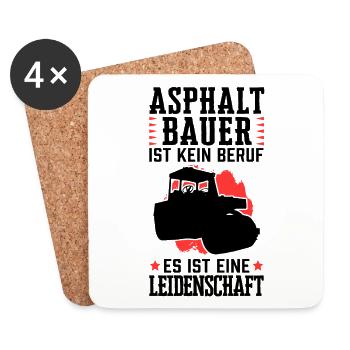 Asphaltbauer ist kein Beruf Straßenbauer - Untersetzer (4er-Set) - Weiß - Vorne