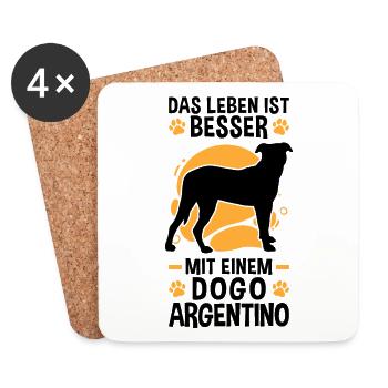 Das Leben ist besser mit einem Dogo Argentino - Untersetzer (4er-Set) - Weiß - Vorne