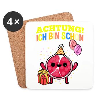 Achtung Ich Bin Schon 2 Geburtstag Granatapfel - Untersetzer (4er-Set) - Weiß - Vorne