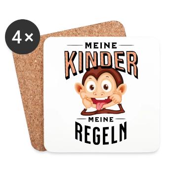 Kinder Kind Baby Erziehung Regeln lustig Geschenk - Untersetzer (4er-Set) - Weiß - Vorne