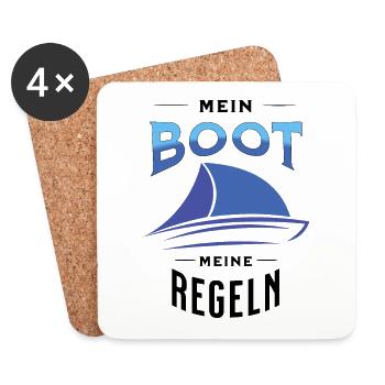 Mein Boot Meine Regel Segler Sailor Skipper boot - Untersetzer (4er-Set) - Weiß - Vorne